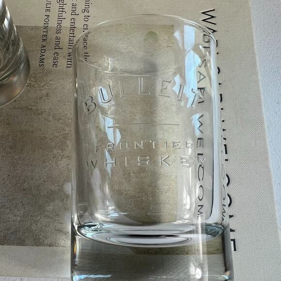 Bulleit Frontier Whiskey Embossed Bourbon Rocks Glasses 4.3" Tall Italy - Picture 2 of 7